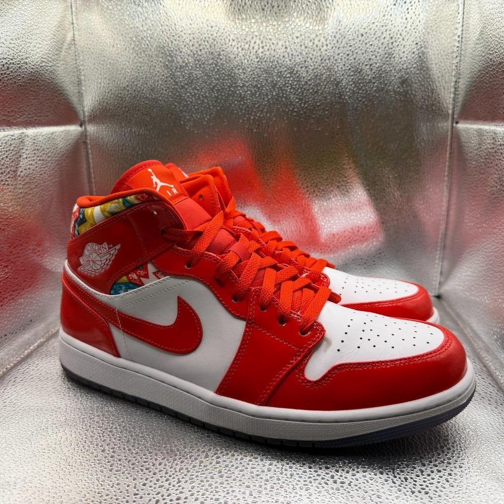 Size 12 Air Jordan 1 SE Mid Barcelona Sweater Chile Red Mens Shoes DC7294-600